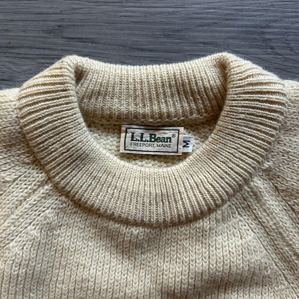 Vintage 80s L.L. Bean Fisherman Sweater Cream Knit Women’s M